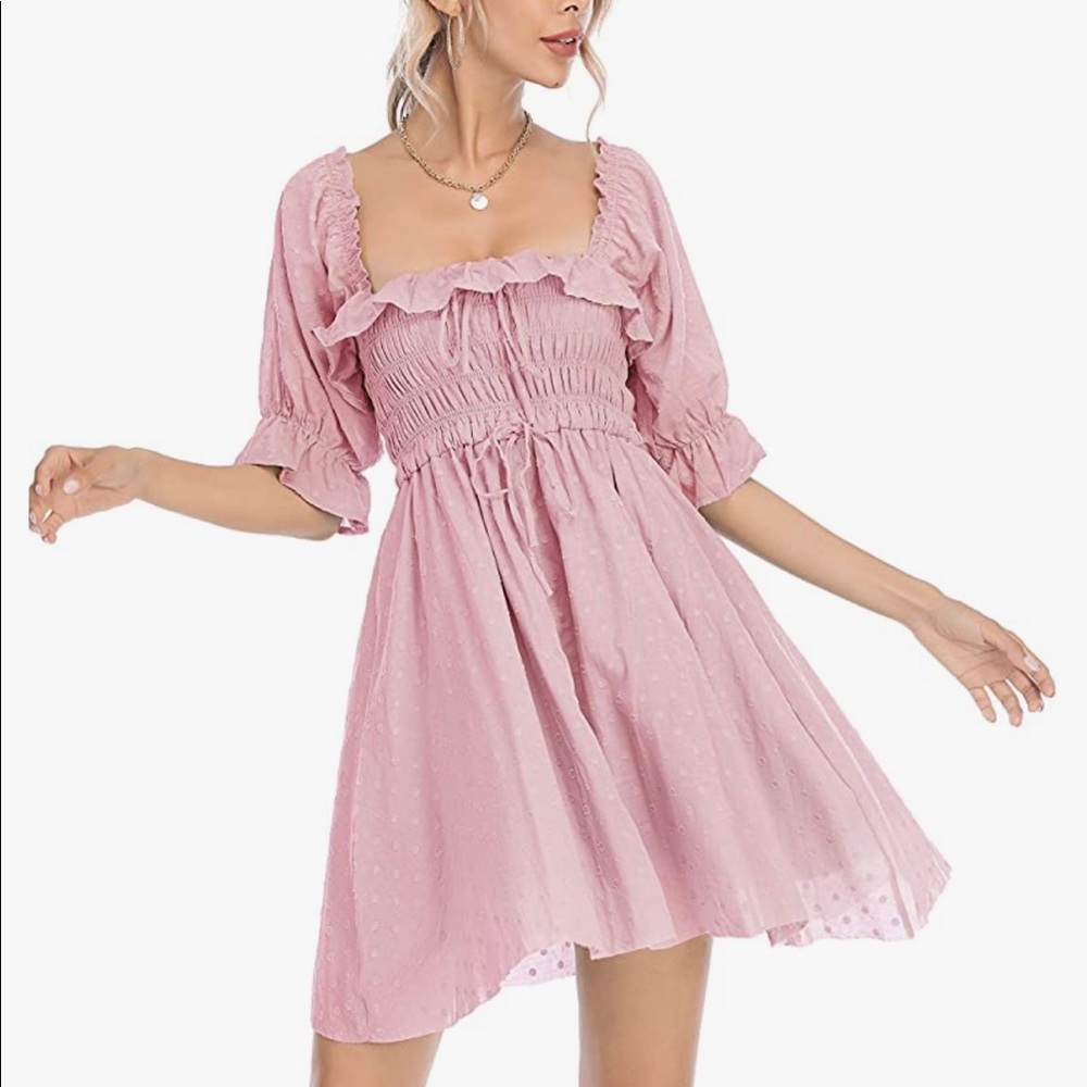 Women's Half Sleeves Backless Ruffled A-Line Dress